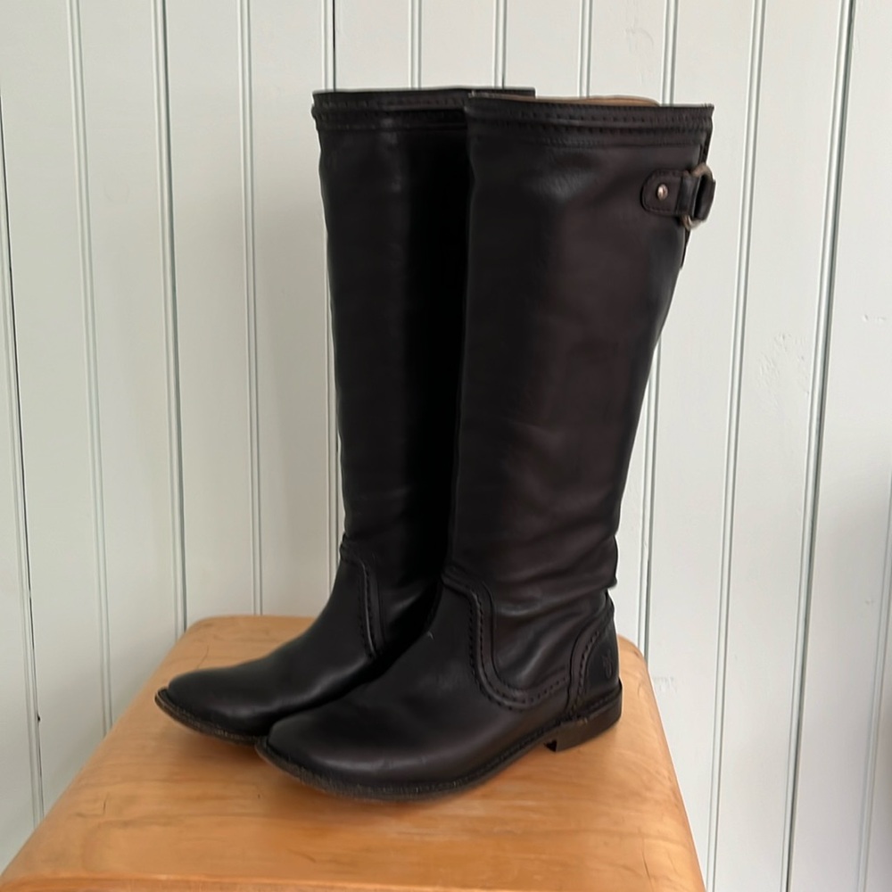 Frye Paige Trapunto Calf High Boot, Black, Size 5.5